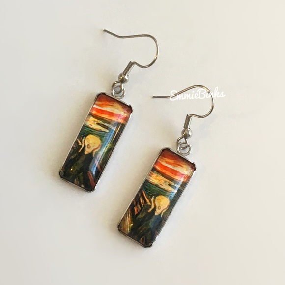 New ‘The Scream’ Art Series Drop Dangle Earrings | Munch Art Print - Painting - Picture 3 of 14